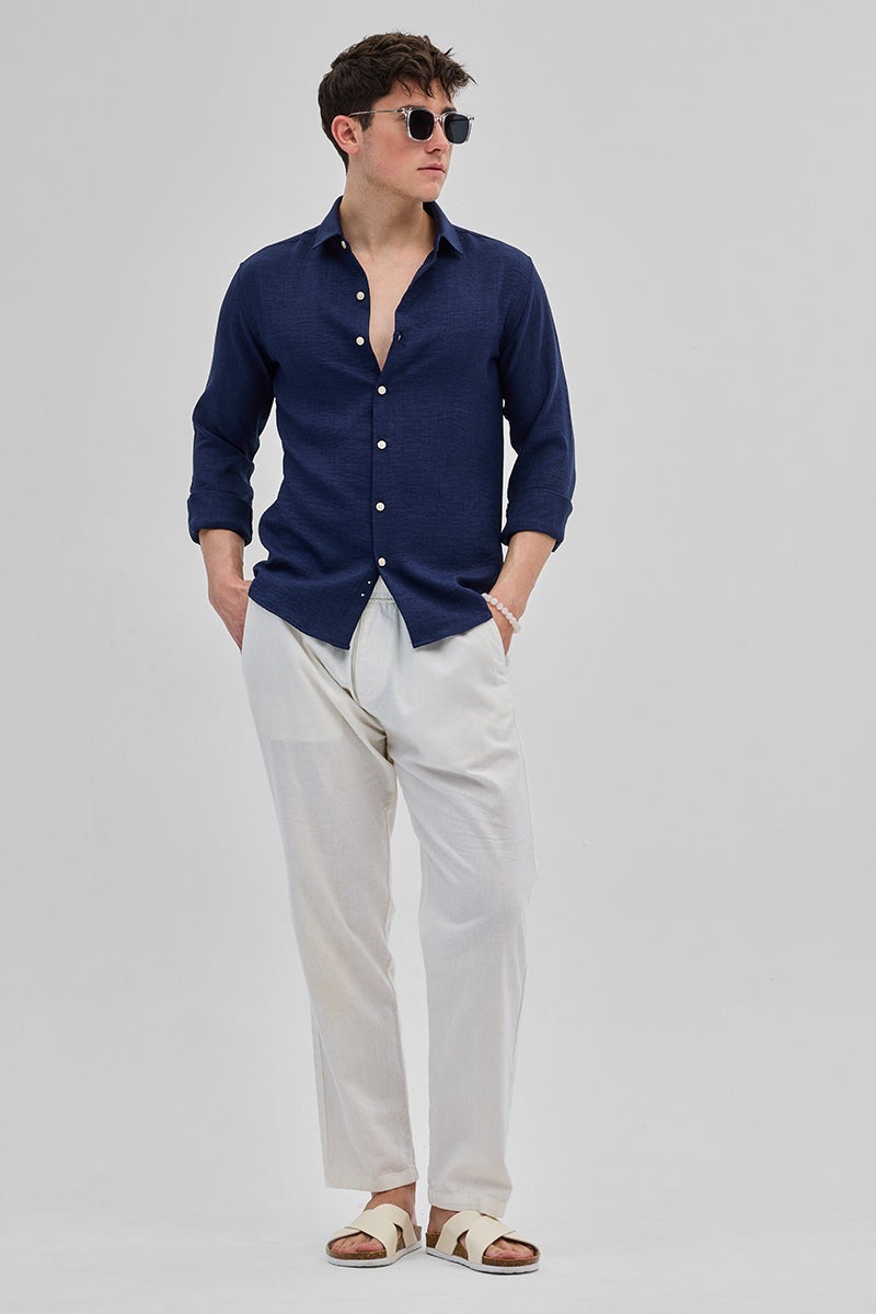 سنيتش قميص أزرق داكن منقوش - Image 3